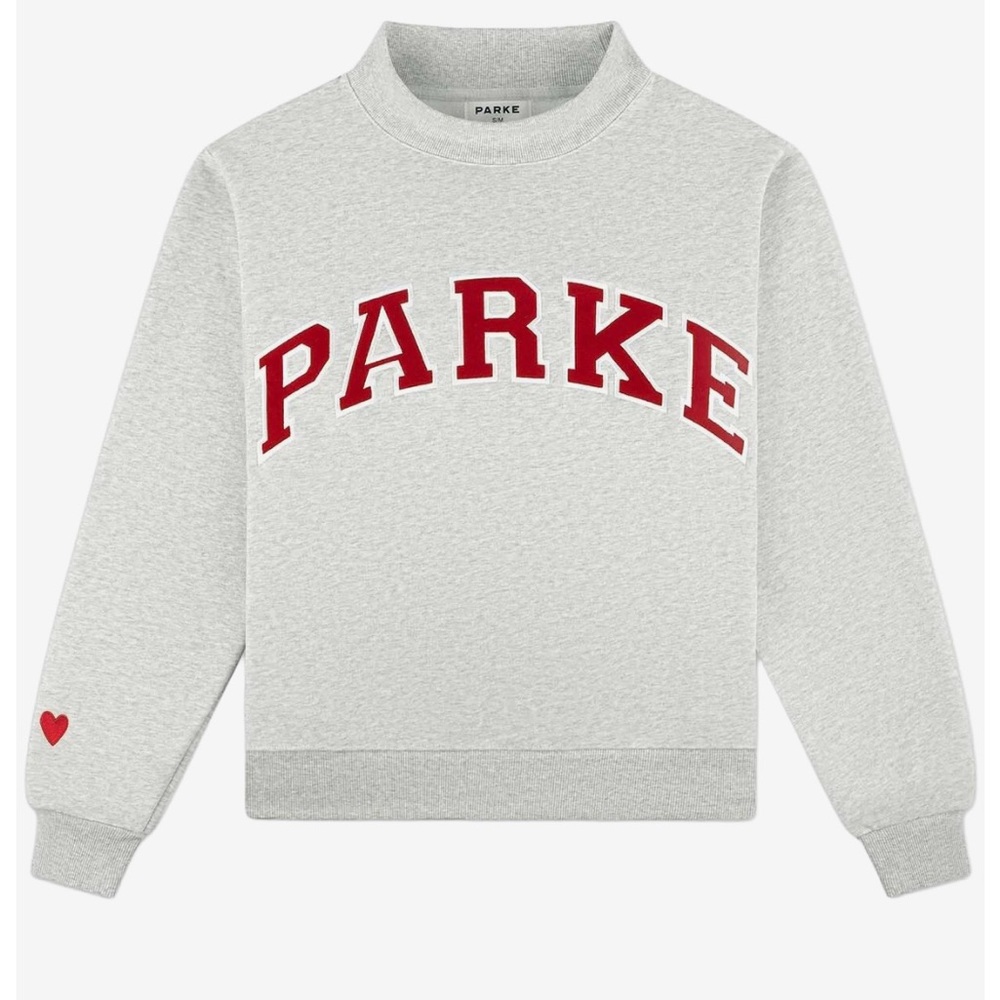 Parke Light Gray Sweater with Red Lettering